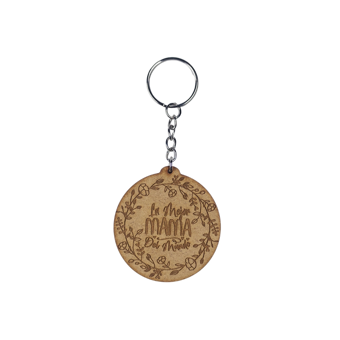 Llavero circular de mdf grabado - "La mejor mamá del mundo"