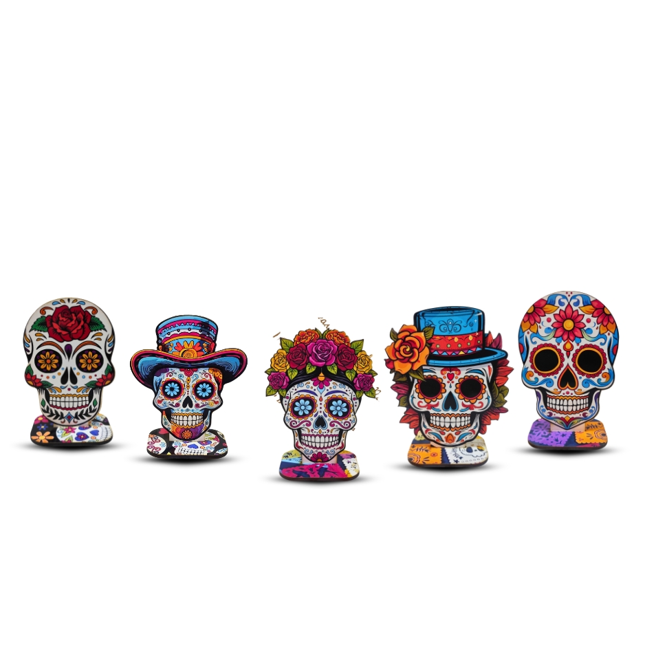 Calaveritas Decorativas de Día de Muertos con Base
