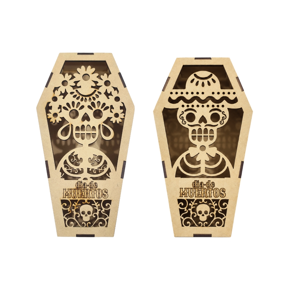 Caja Ataúd de Día de Muertos en MDF